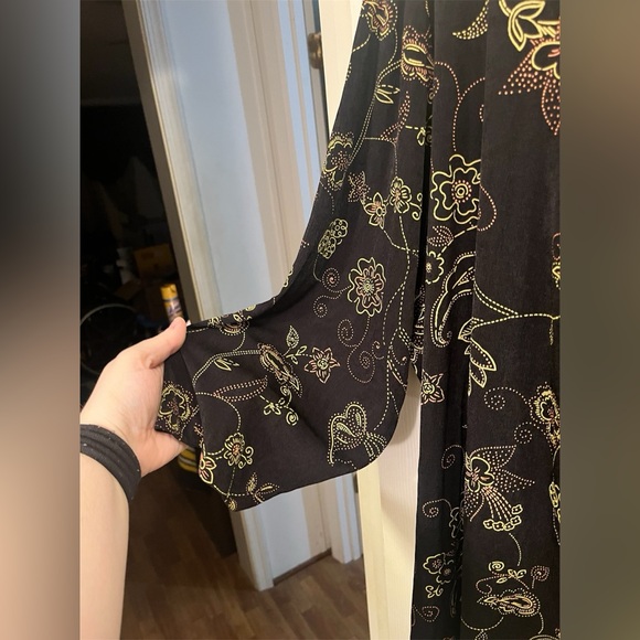 Studio 1940 Black Ribbed Knit Blouse with Gold Accents - Picture 4 of 8